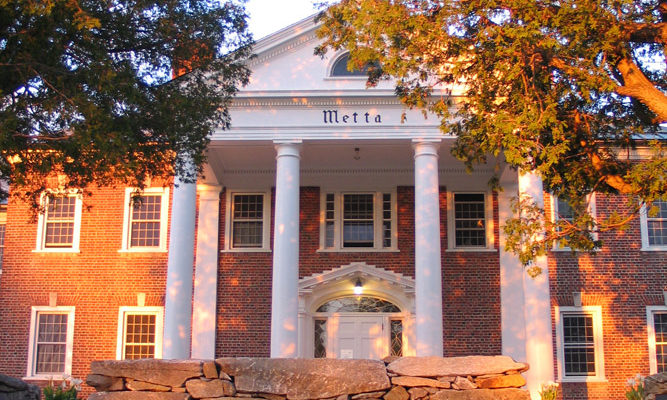 The Retreat Center entrance displays the Pali word 'Metta' (lovingkindness) on its portico.